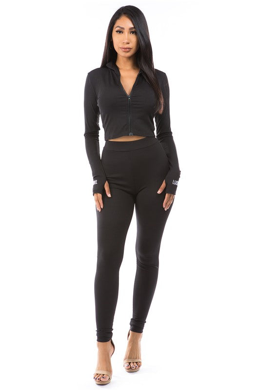 Crop Top & Biker Short Two-Piece Set