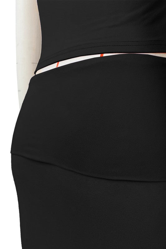 Fitted Crop Top & Midi Skirt Two-Piece Set