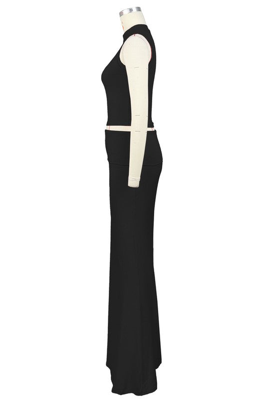 Fitted Crop Top & Midi Skirt Two-Piece Set