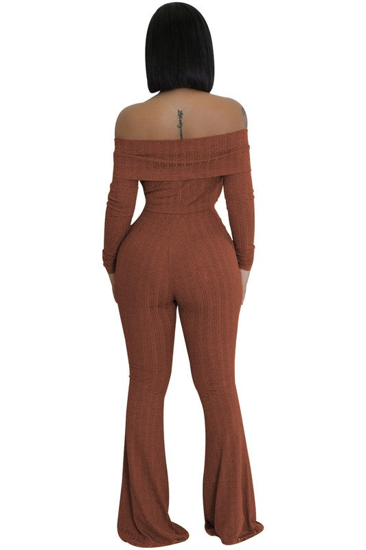 Casual Knit Top & High-Waist Pant set