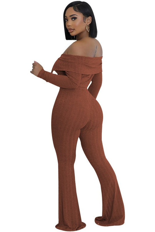 Casual Knit Top & High-Waist Pant set