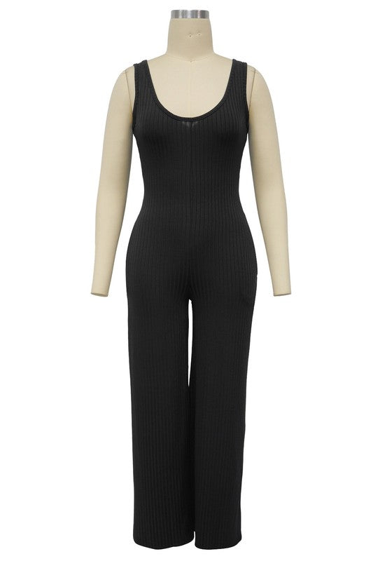 Sleeveless Crop Top & Wide-Leg Jumpsuit Set