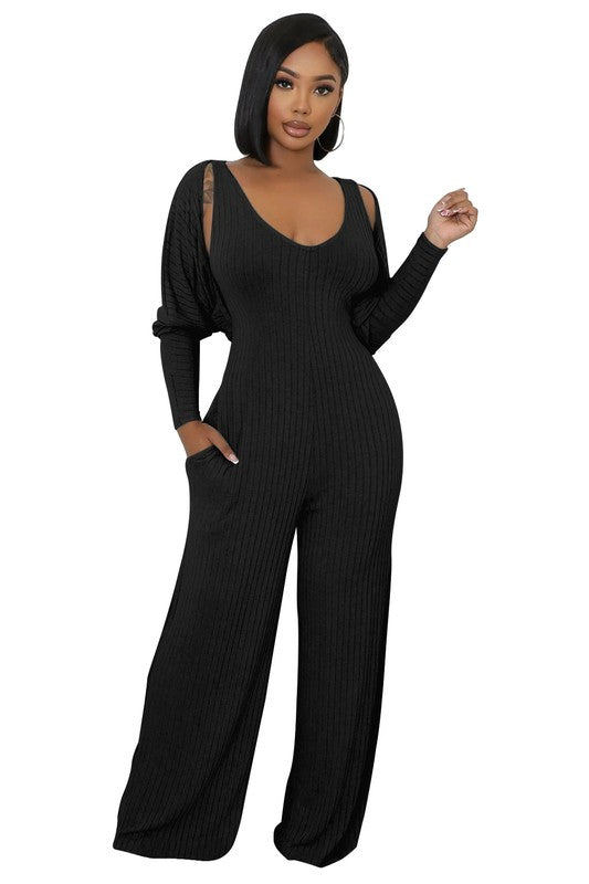 Sleeveless Crop Top & Wide-Leg Jumpsuit Set
