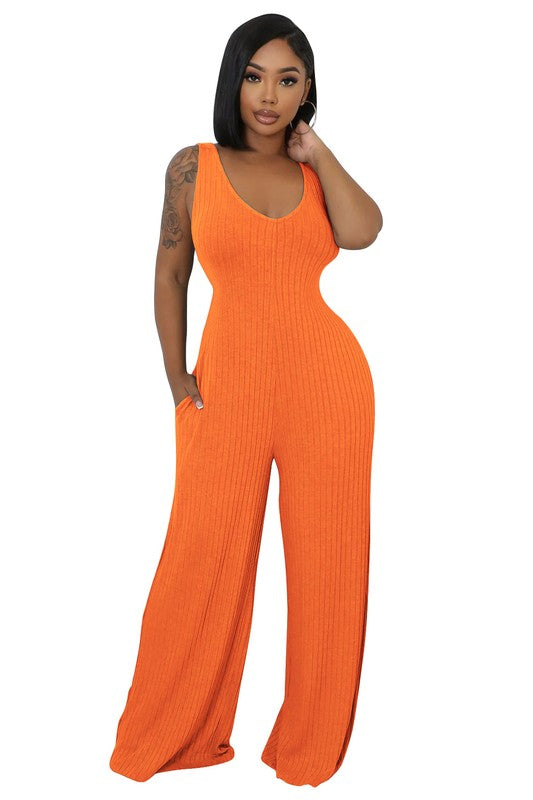 Sleeveless Crop Top & Wide-Leg Jumpsuit Set