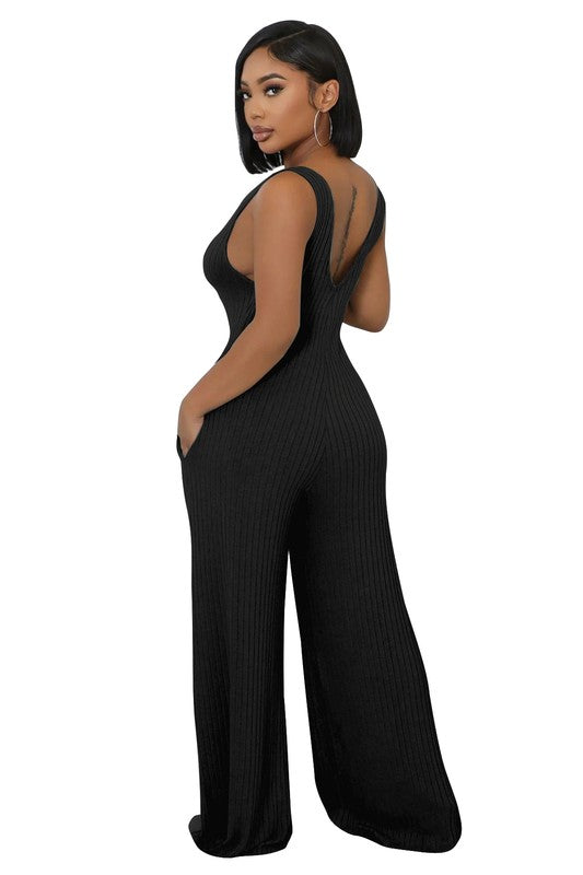 Sleeveless Crop Top & Wide-Leg Jumpsuit Set