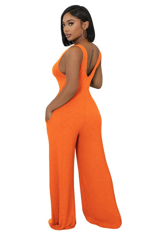 Sleeveless Crop Top & Wide-Leg Jumpsuit Set