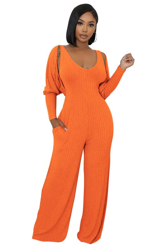 Sleeveless Crop Top & Wide-Leg Jumpsuit Set